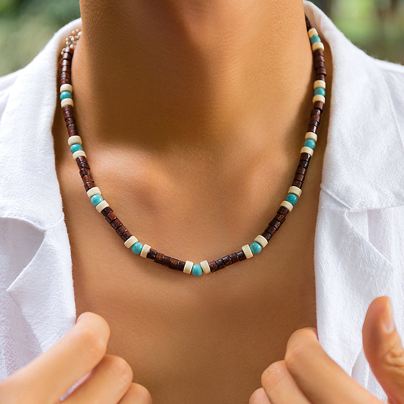NECKLACE | BROWN TOURQUISE WOODEN