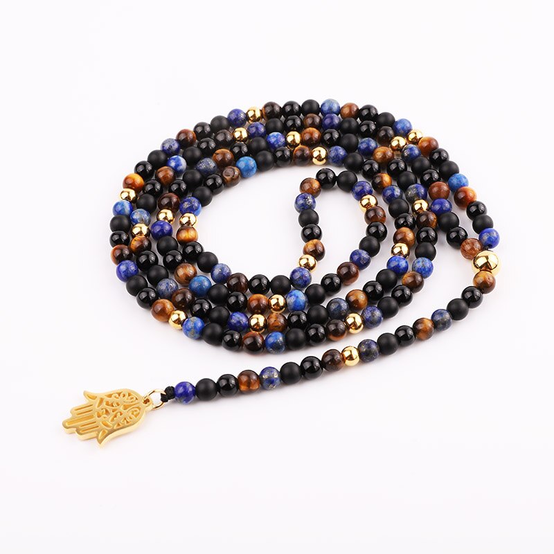 NECKLACE | PURPLE LONG HAMSA