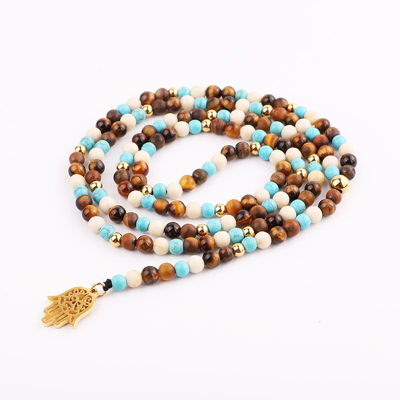 NECKLACE | BROWN LONG HAMSA