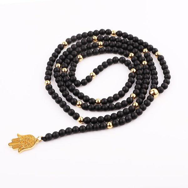 NECKLACE | BLACK LONG HAMSA