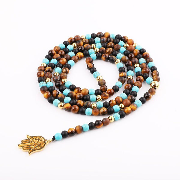 NECKLACE | BROWN BLACK LONG HAMSA