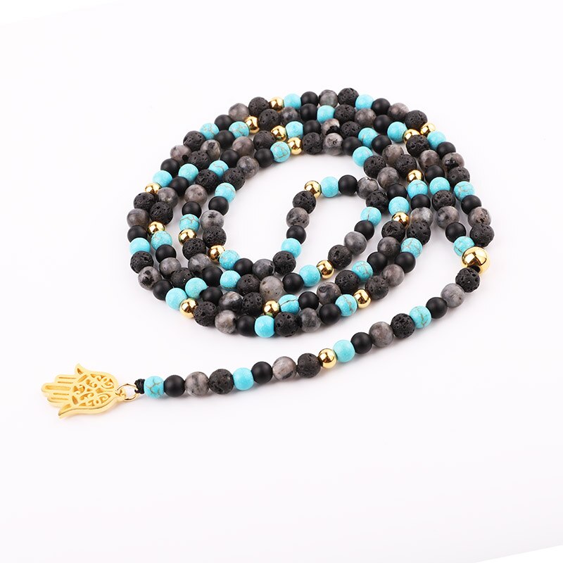 NECKLACE | TURQUOISE LONG HAMSA